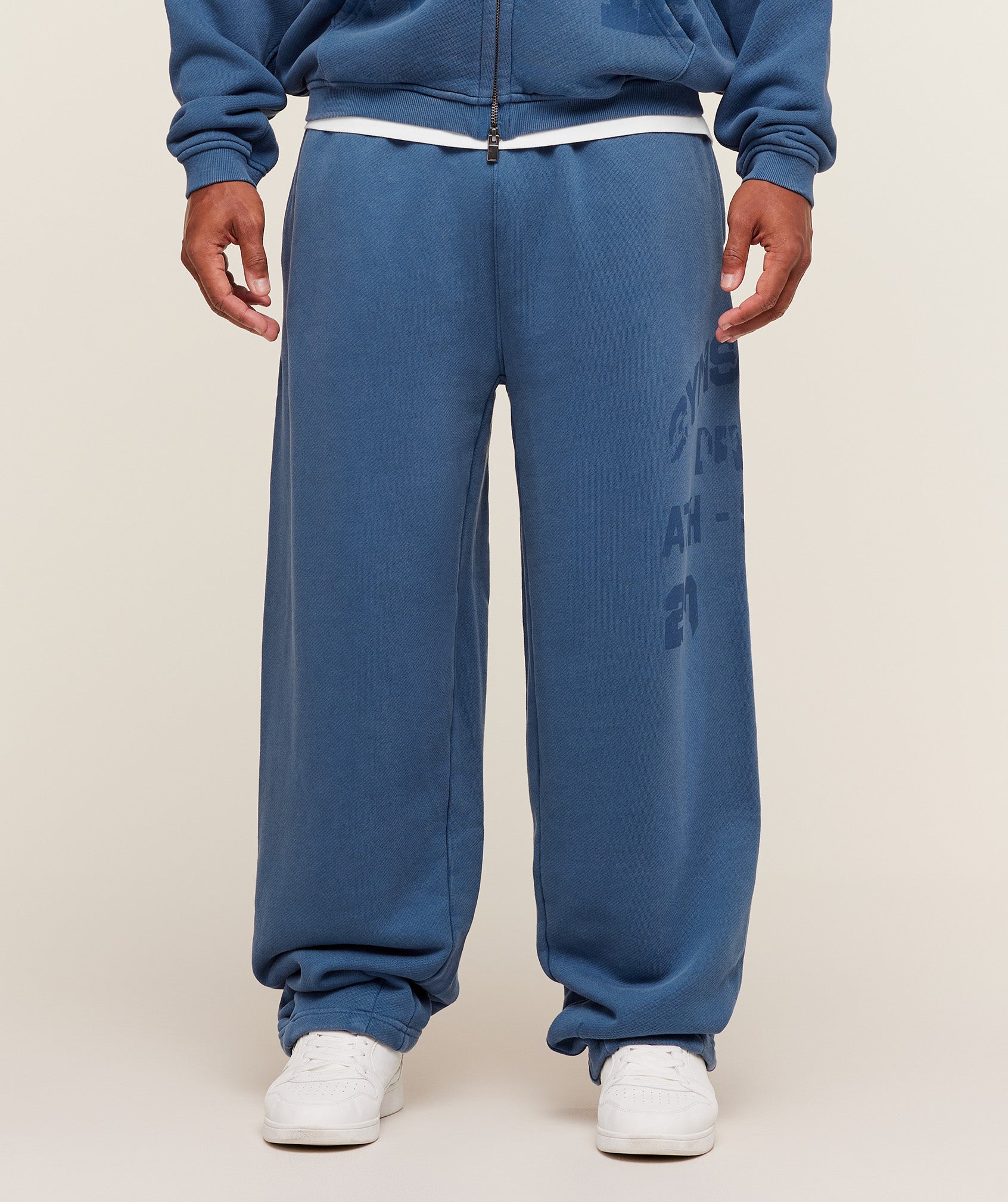 Gymshark Collegiate Washed Zip Up Hoodie Compound Blue