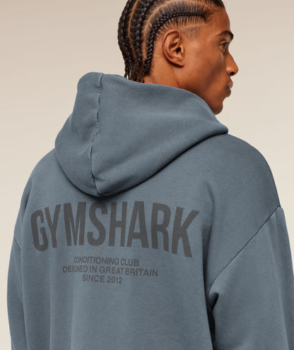 Gymshark Conditioning Club Washed Zip Through Hoodie Iron Blue