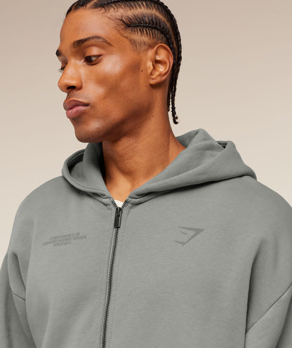 Gymshark Conditioning Club Washed Zip Through Hoodie Smokey Grey