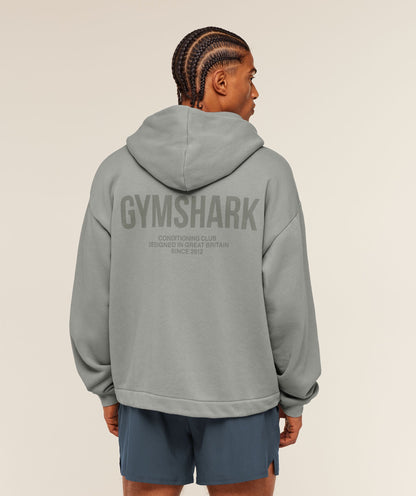 Gymshark Conditioning Club Washed Zip Through Hoodie Smokey Grey