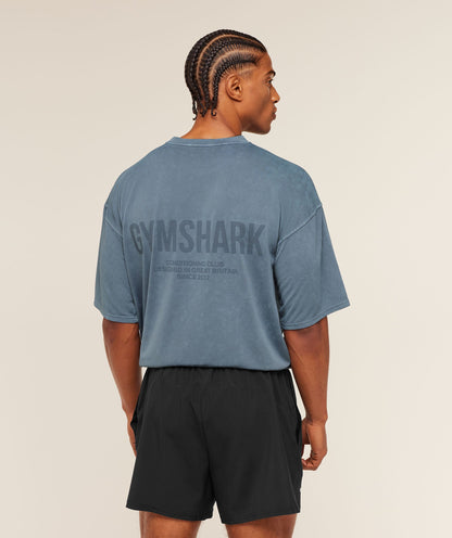 Gymshark Conditioning Club Washed T-Shirt Iron Blue