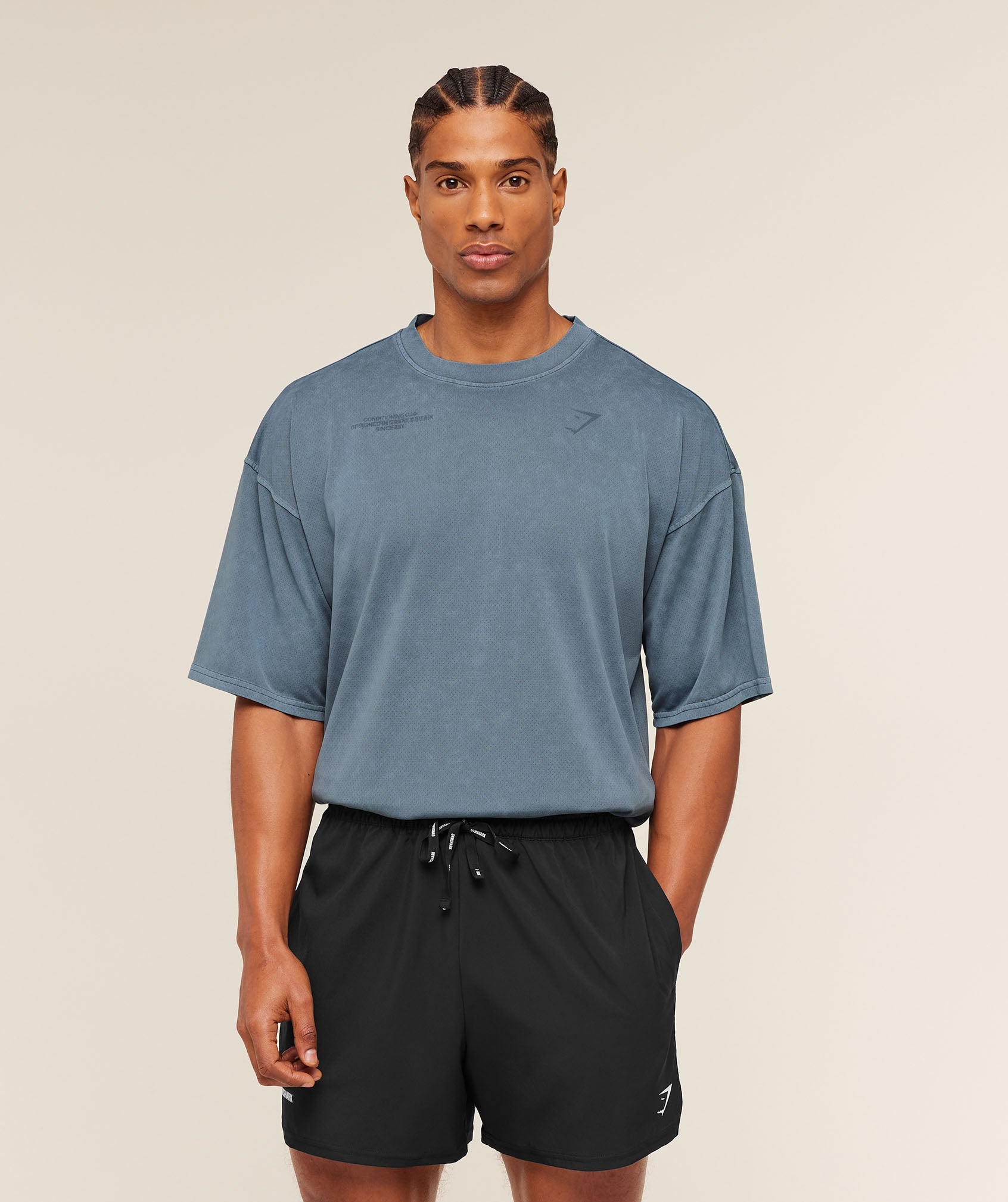 Gymshark Conditioning Club Washed T-Shirt Iron Blue