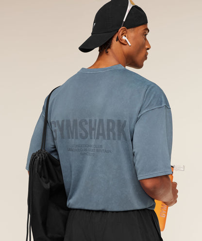 Gymshark Conditioning Club Washed T-Shirt Iron Blue