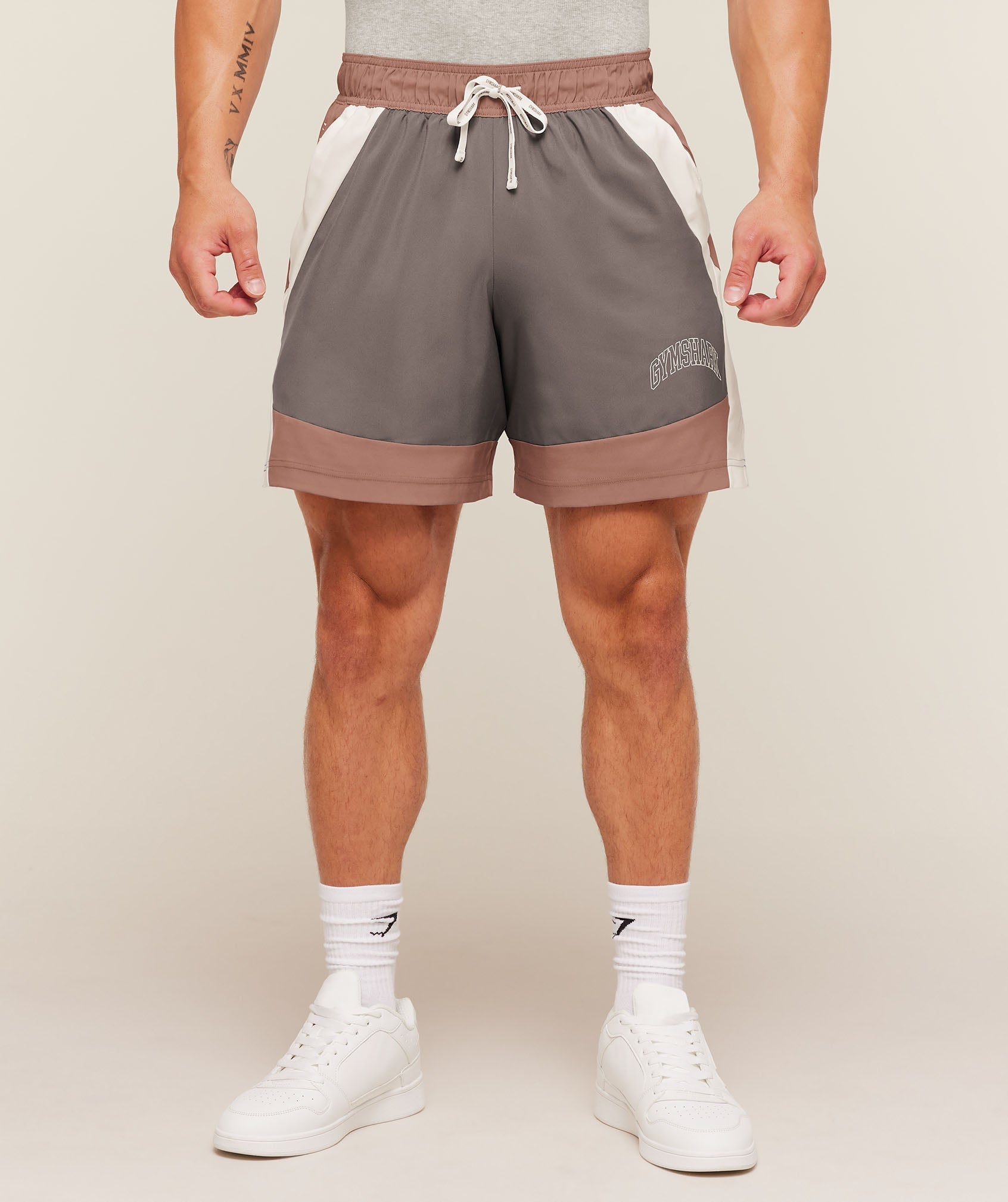 Gymshark Collegiate Tech Shorts Taupe Brown