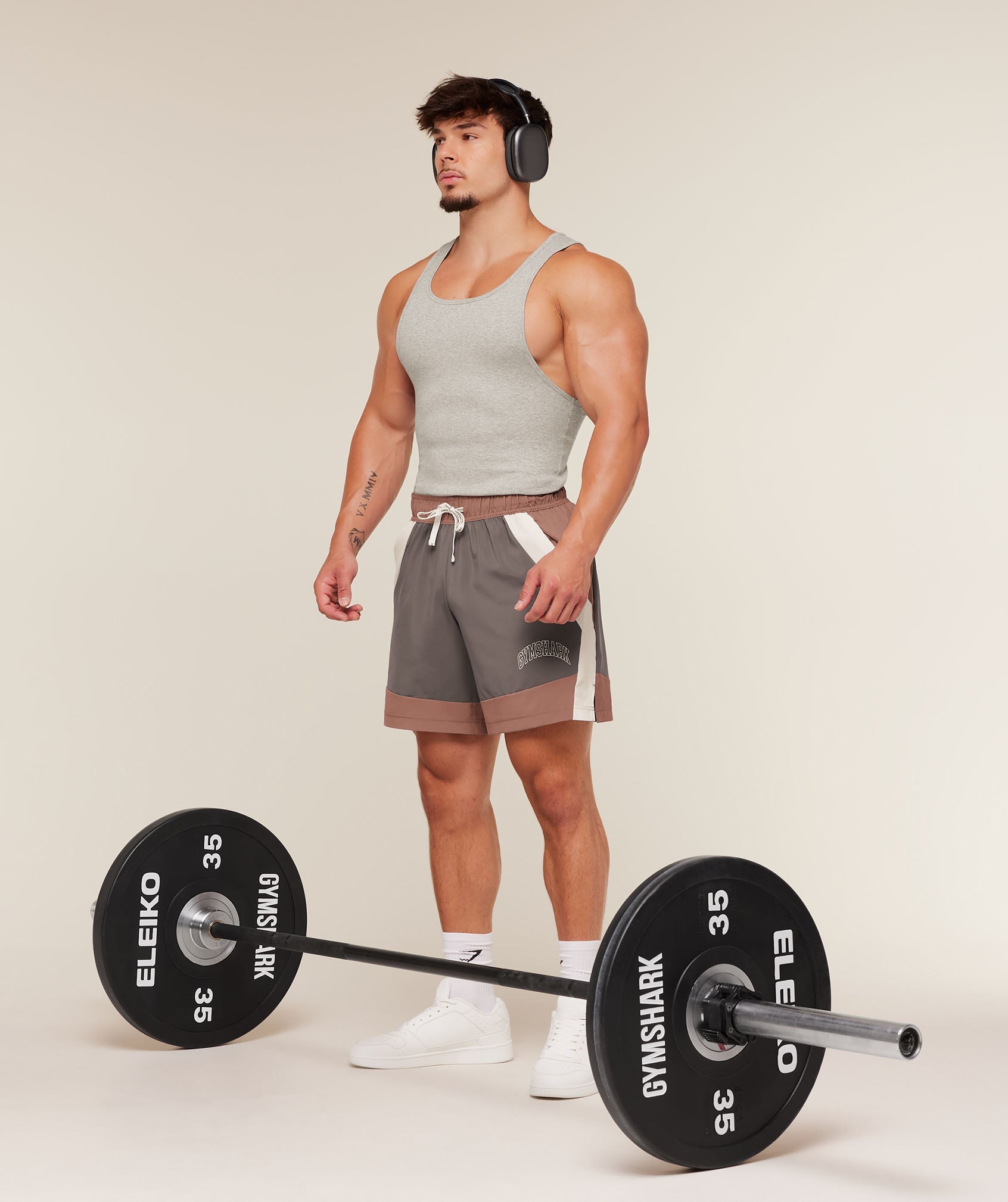 Gymshark Collegiate Tech Shorts Taupe Brown