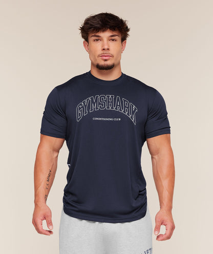 Gymshark Collegiate Tech T-Shirt Heavy Blue