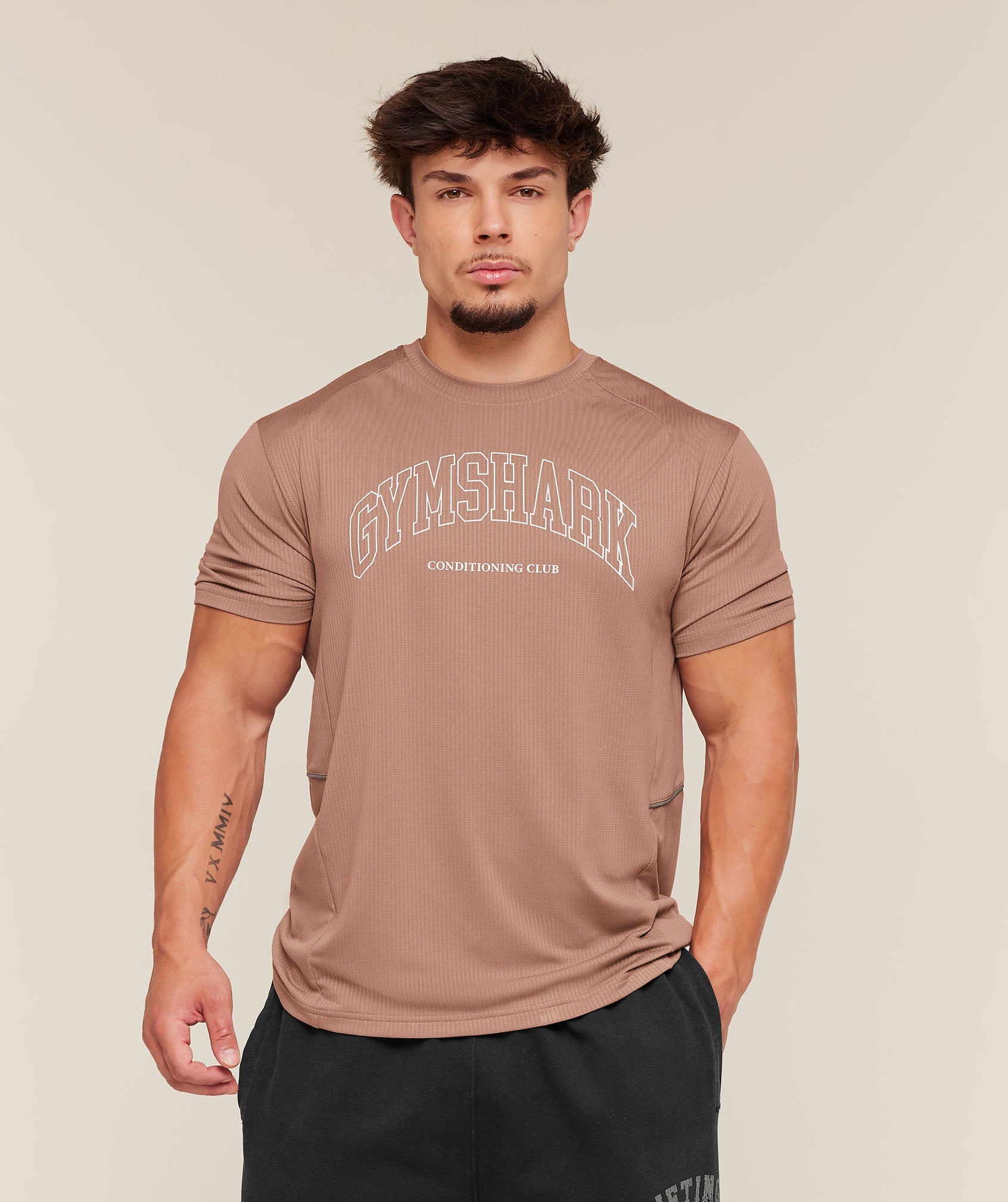 Gymshark Collegiate Tech T-Shirt Taupe Brown