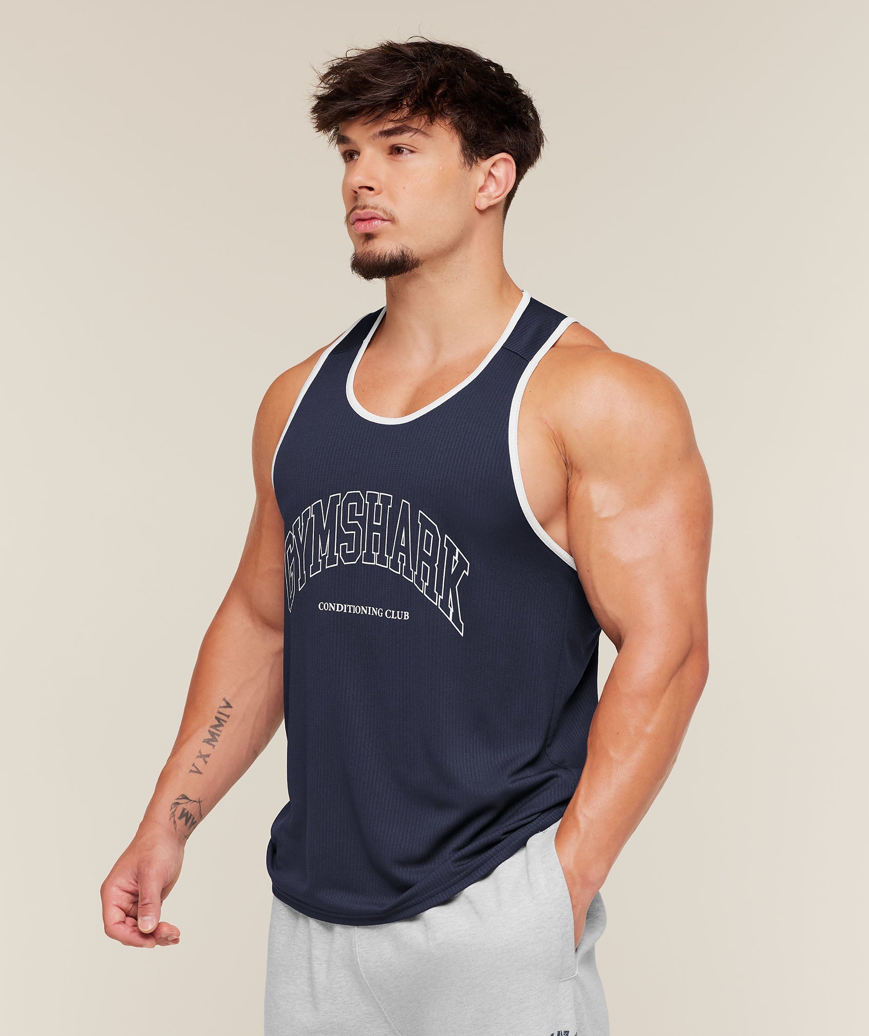 Gymshark Collegiate Tech Tank Heavy Blue