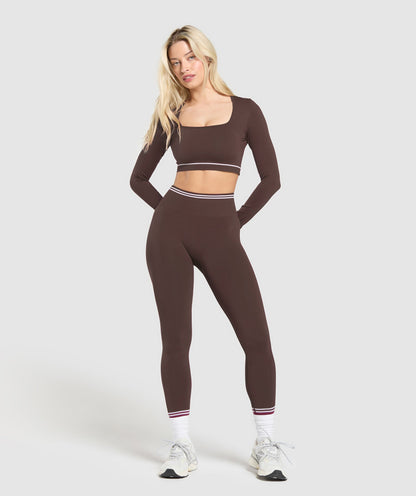Women's Gymshark Contrast Seamless Crop Top Heritage Brown