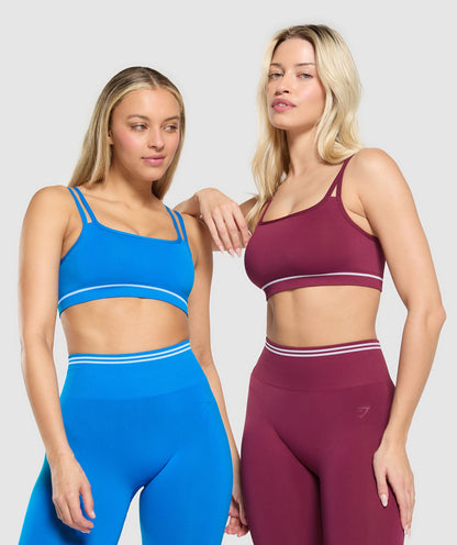 Women's Gymshark Contrast Seamless Sports Bra Barbell Blue