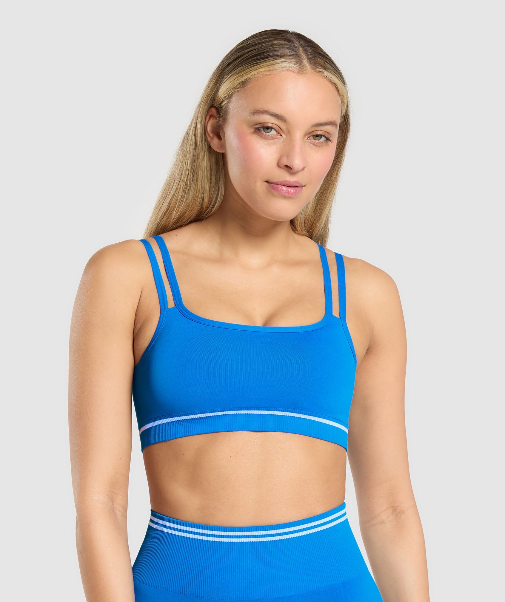 Women's Gymshark Contrast Seamless Sports Bra Barbell Blue