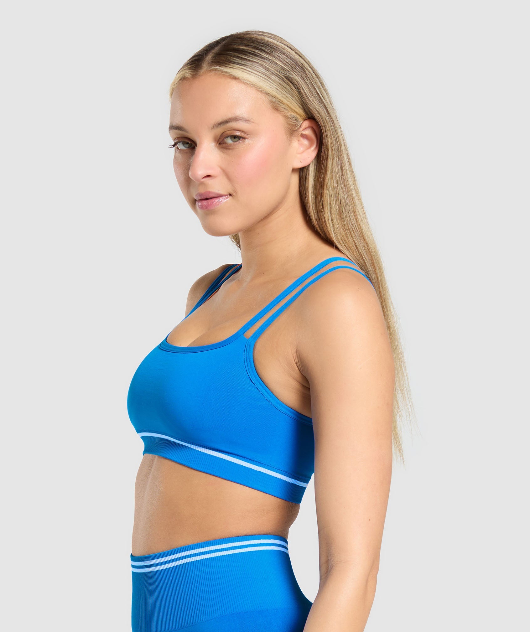 Women's Gymshark Contrast Seamless Sports Bra Barbell Blue