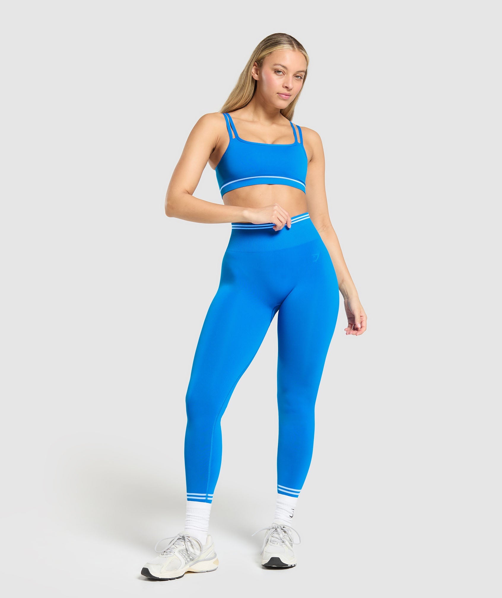 Women's Gymshark Contrast Seamless Sports Bra Barbell Blue