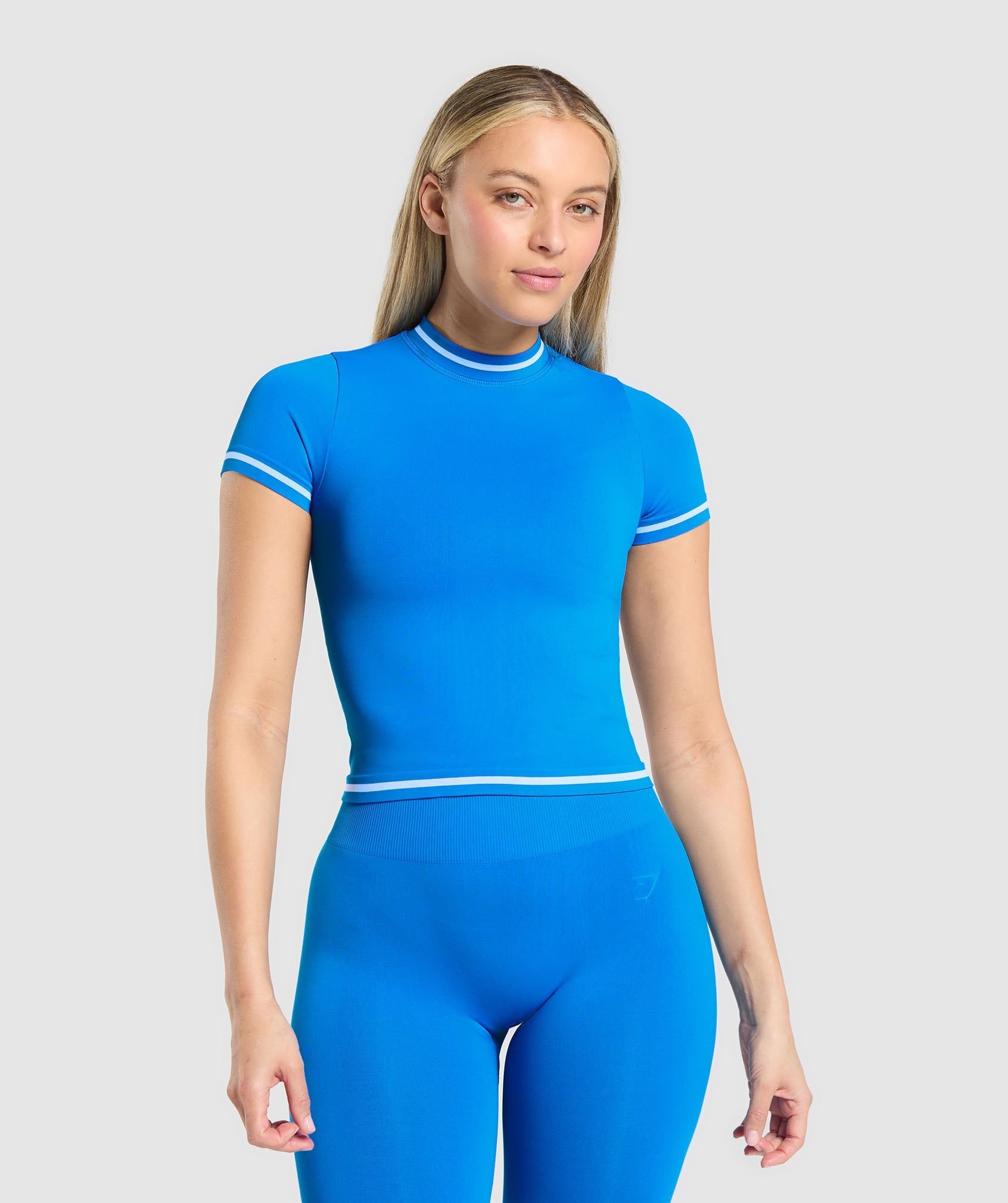 Women's Gymshark Contrast Seamless Midi Tee Barbell Blue