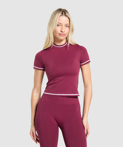 Women's Gymshark Contrast Seamless Midi Tee Strong Pink