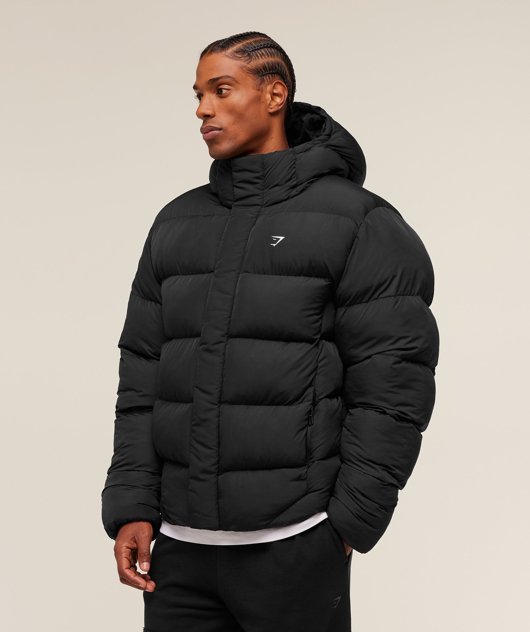 Gymshark Hooded Puffer Jacket Black