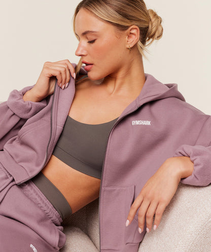Women's Gymshark Cosy Luxe Zip Through Hoodie Calm Pink