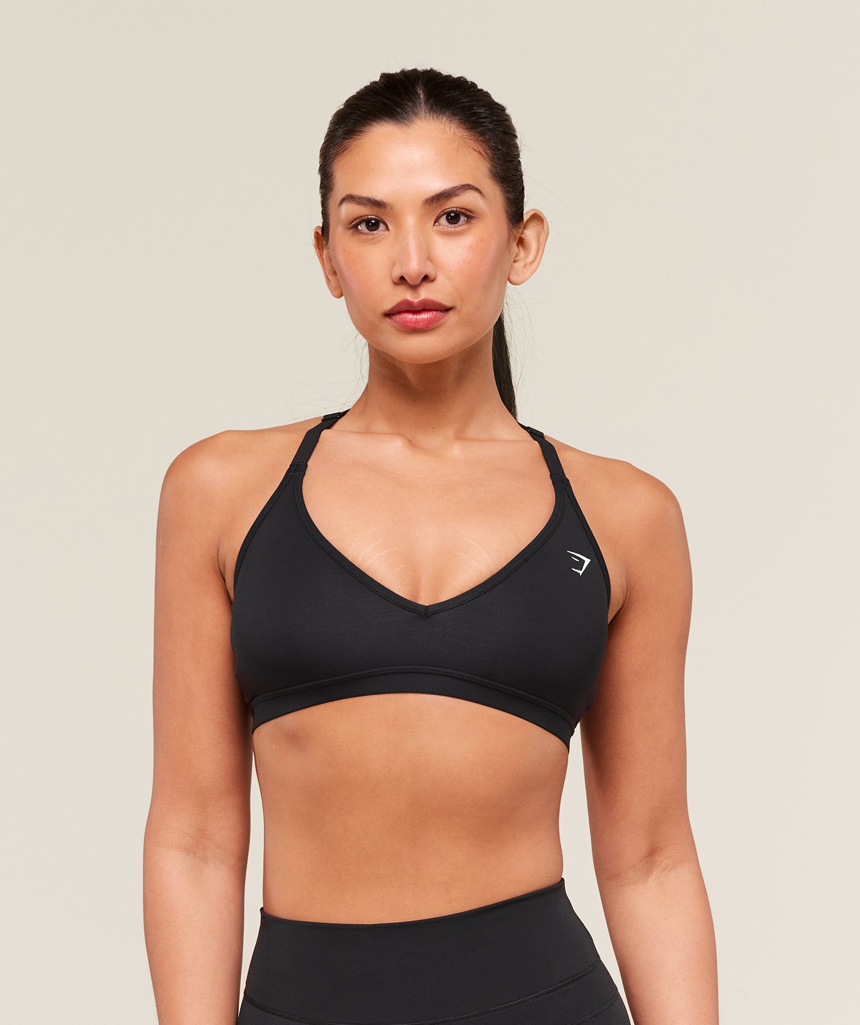 Women's Gymshark Cotton Racerback Sports Bra Black