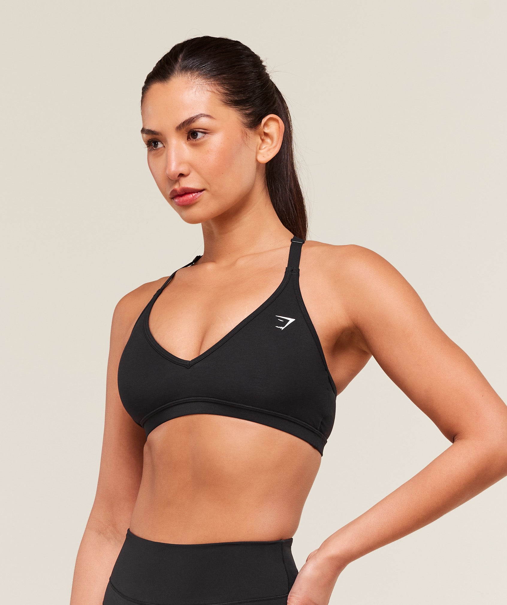 Women's Gymshark Cotton Racerback Sports Bra Black