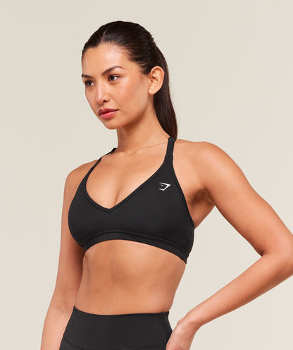 Women's Gymshark Cotton Racerback Sports Bra Black