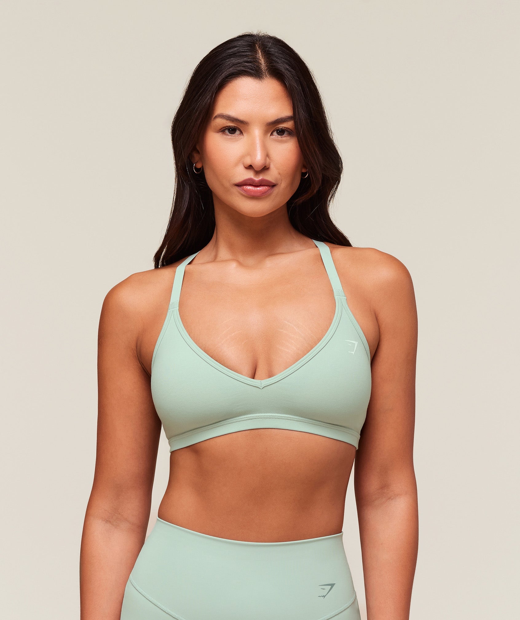 Women's Gymshark Cotton Racerback Sports Bra Morning Blue