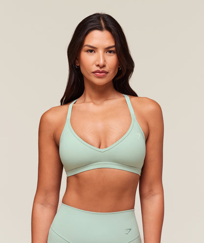 Women's Gymshark Cotton Racerback Sports Bra Morning Blue