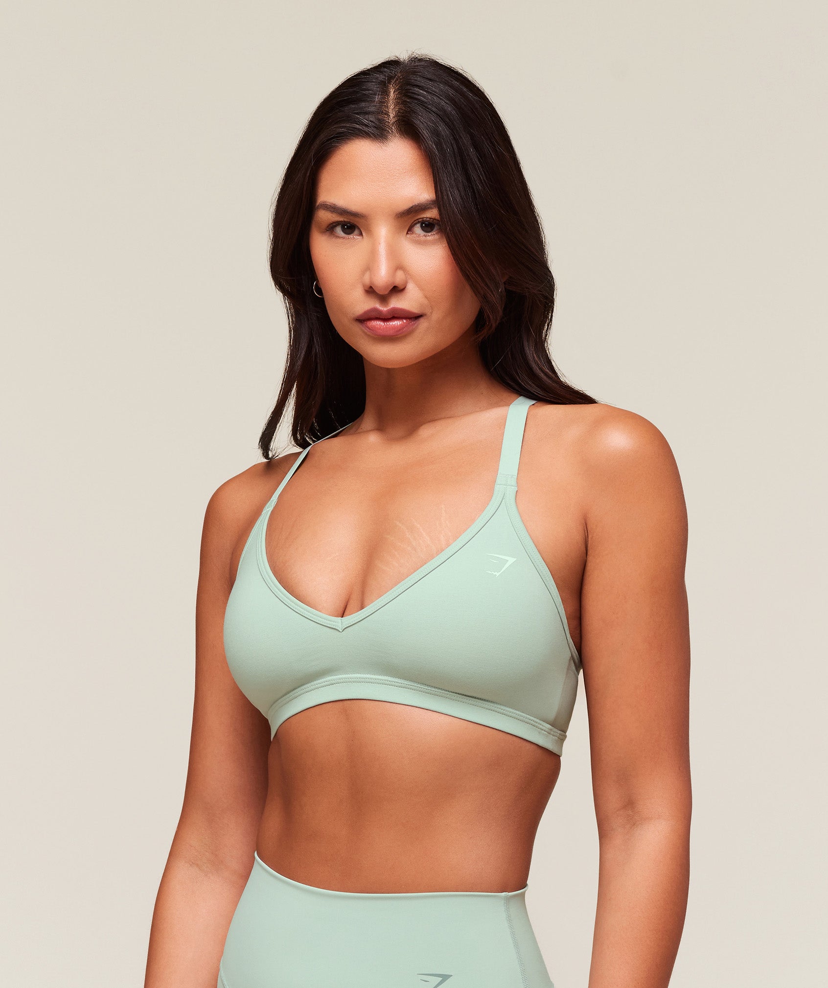 Women's Gymshark Cotton Racerback Sports Bra Morning Blue