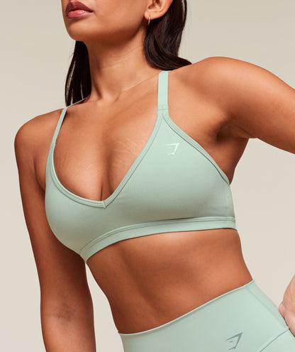 Women's Gymshark Cotton Racerback Sports Bra Morning Blue