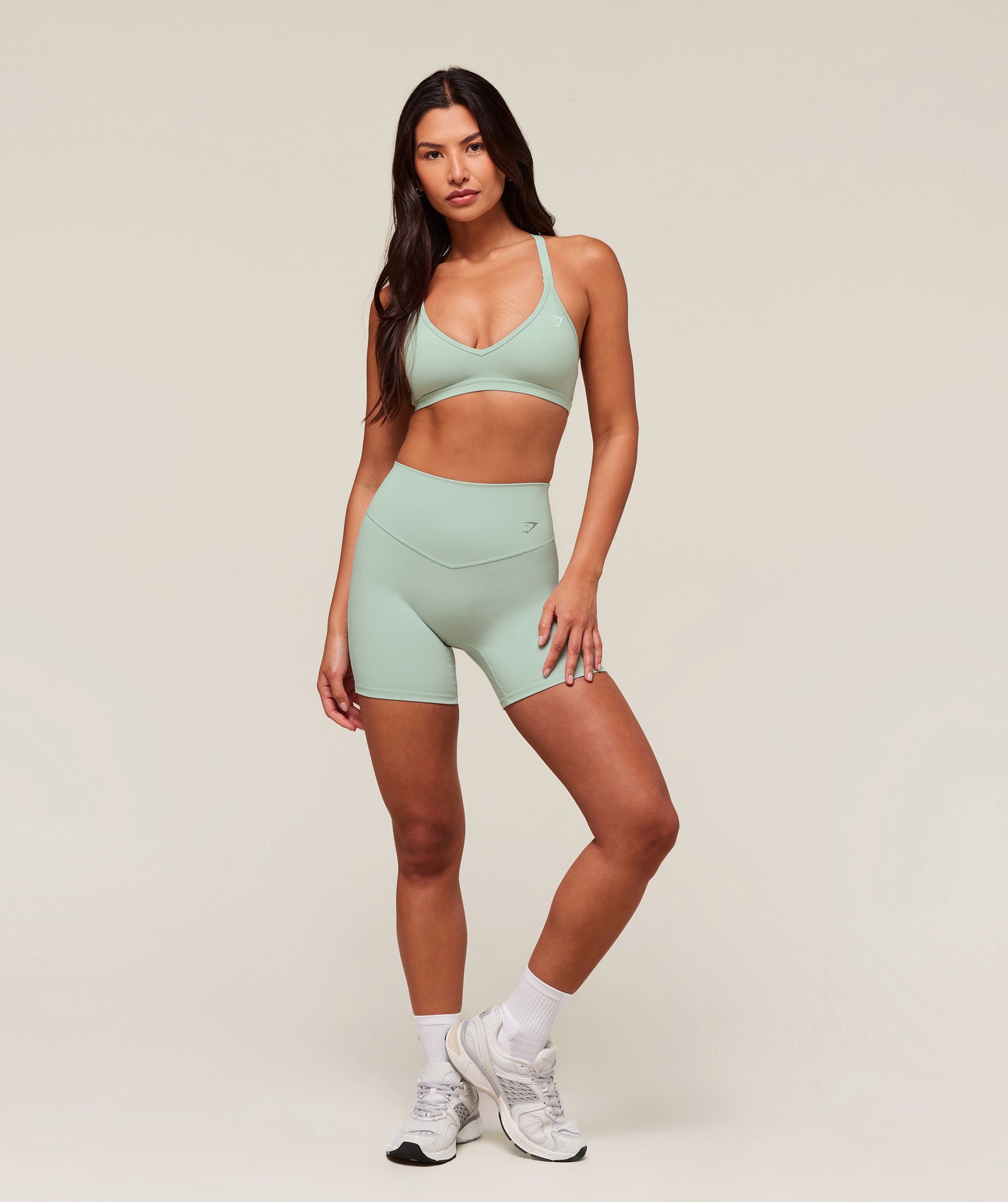 Women's Gymshark Cotton Racerback Sports Bra Morning Blue