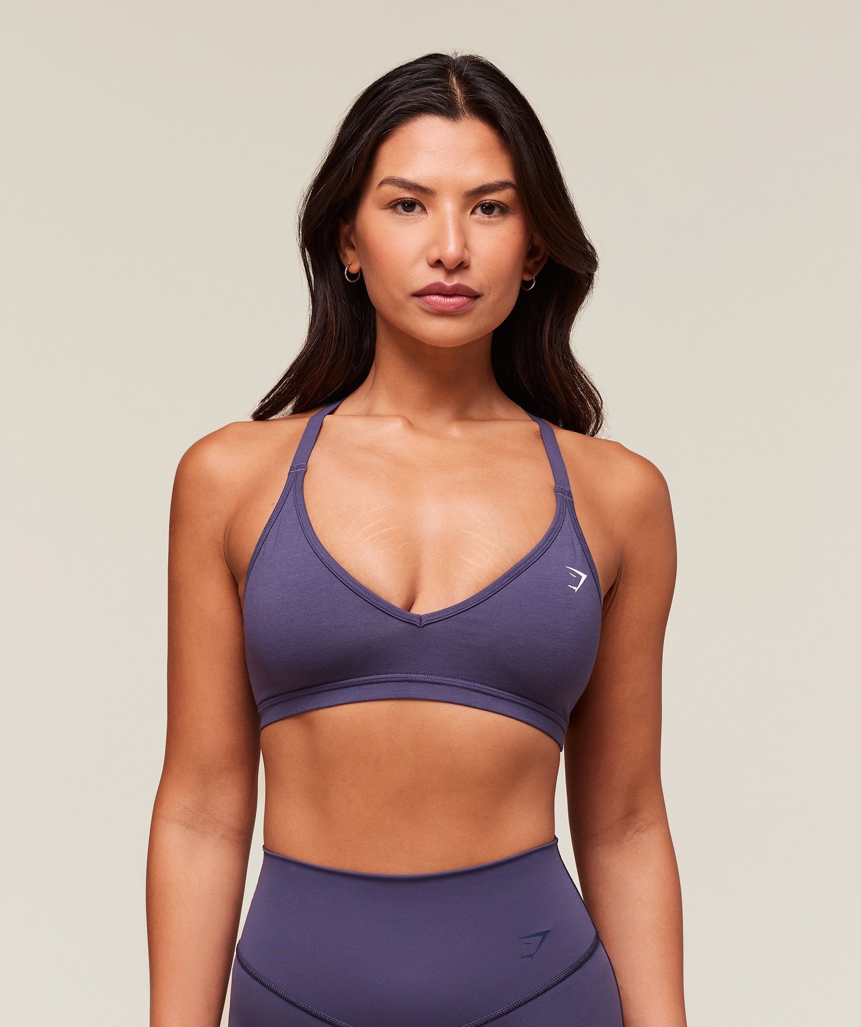 Women's Gymshark Cotton Racerback Sports Bra Weighted Purple