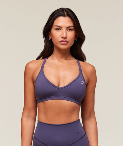 Women's Gymshark Cotton Racerback Sports Bra Weighted Purple