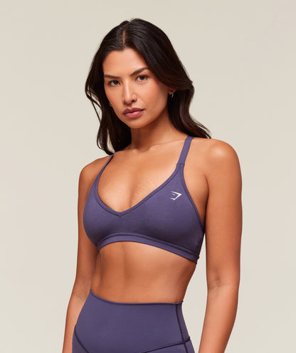 Women's Gymshark Cotton Racerback Sports Bra Weighted Purple