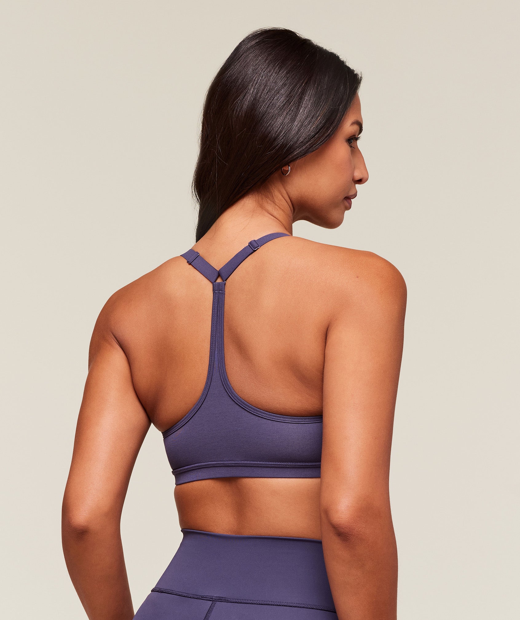 Women's Gymshark Cotton Racerback Sports Bra Weighted Purple