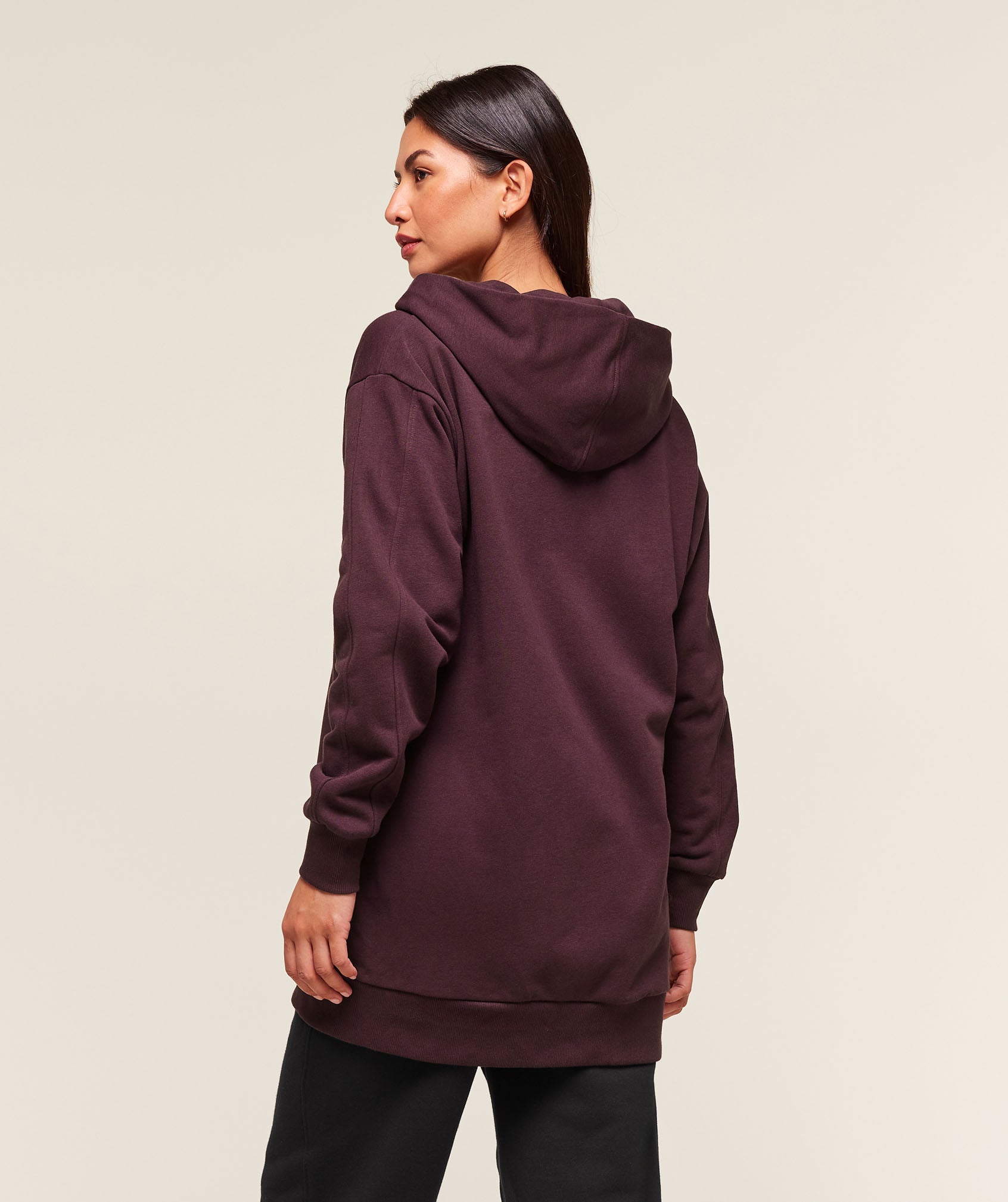 Women's Gymshark Covered Longline Zip Up Hoodie Cherry Purple
