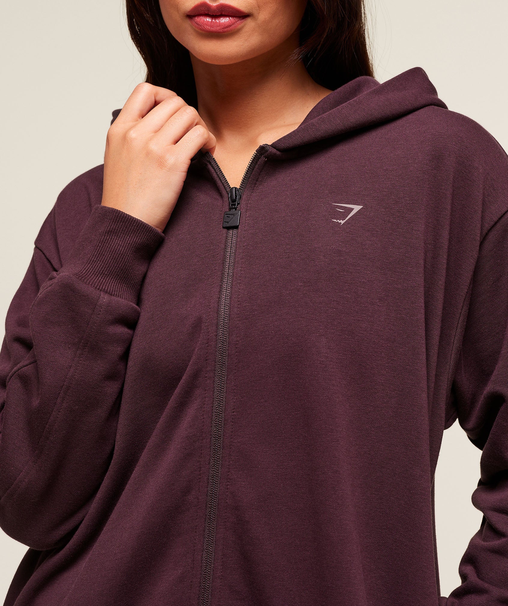 Women's Gymshark Covered Longline Zip Up Hoodie Cherry Purple