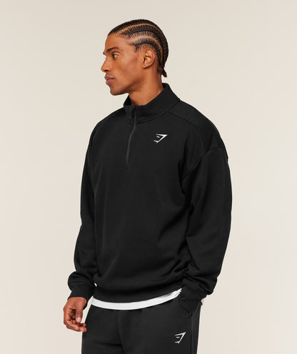 Gymshark Crest Oversized 1/4 Zip Gs Black