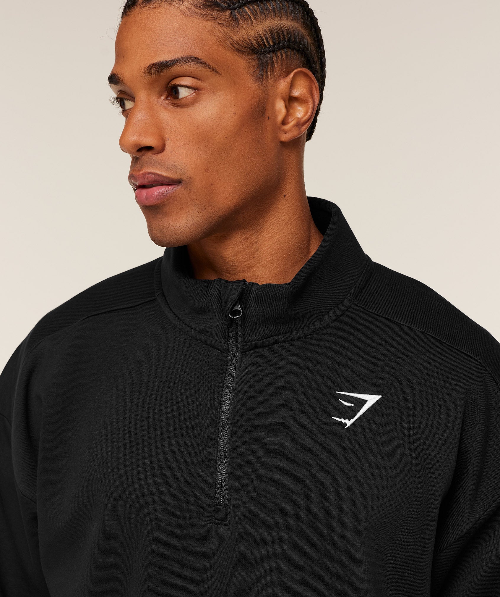 Gymshark Crest Oversized 1/4 Zip Gs Black