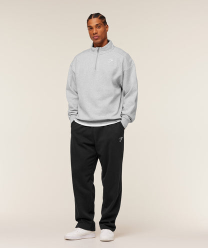 Gymshark Crest Oversized 1/4 Zip Light Grey Core Marl