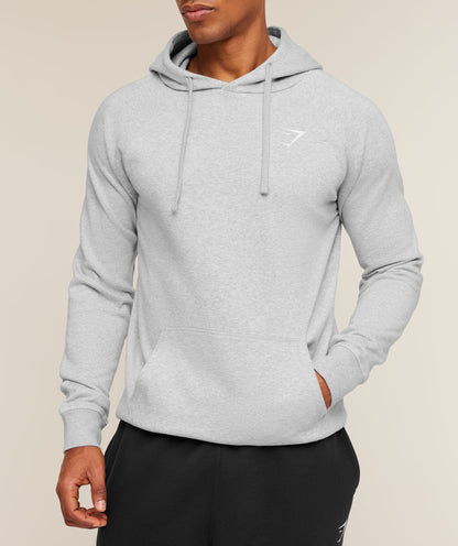 Gymshark Crest Hoodie Light Grey Marl