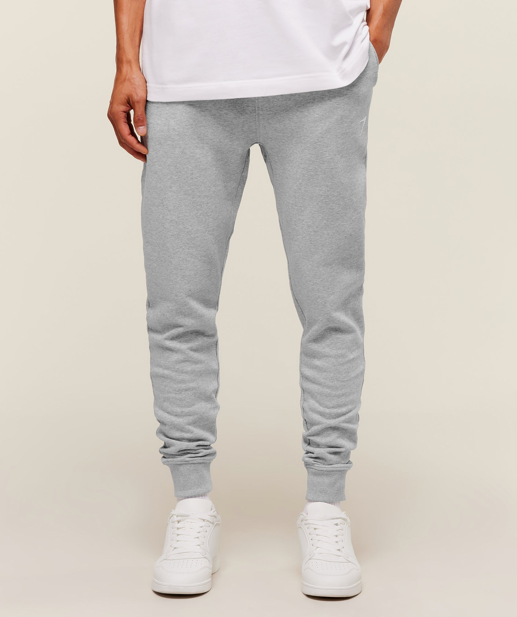 Gymshark Crest Tall Joggers Light Grey Core Marl