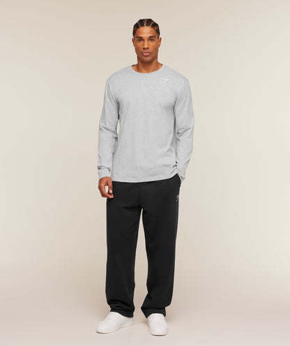 Gymshark Crest Long Sleeve T-Shirt Light Grey Marl