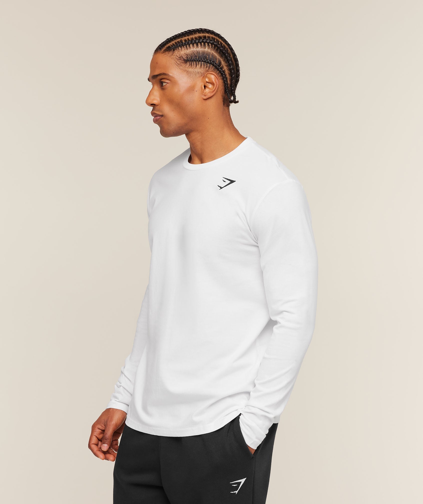 Gymshark Crest Long Sleeve T-Shirt White