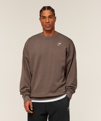 Gymshark Oversized Crest Crew Soft Brown