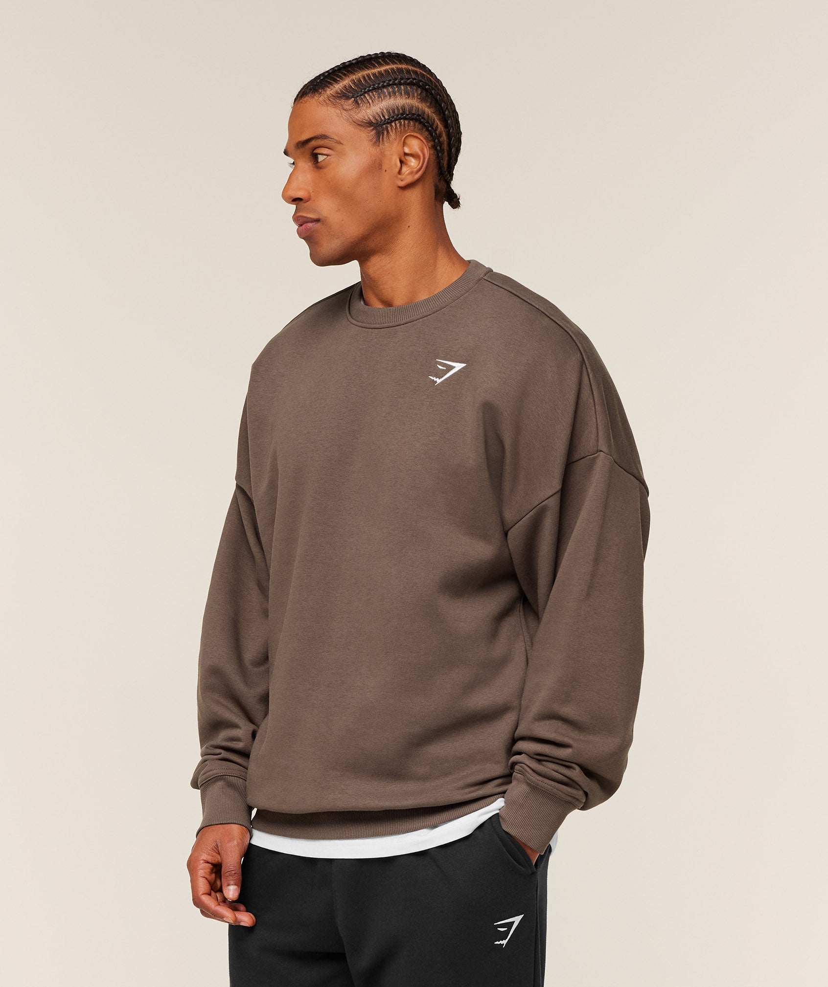 Gymshark Oversized Crest Crew Soft Brown