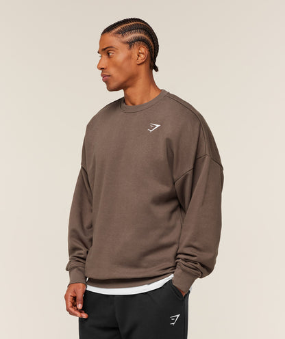 Gymshark Oversized Crest Crew Soft Brown