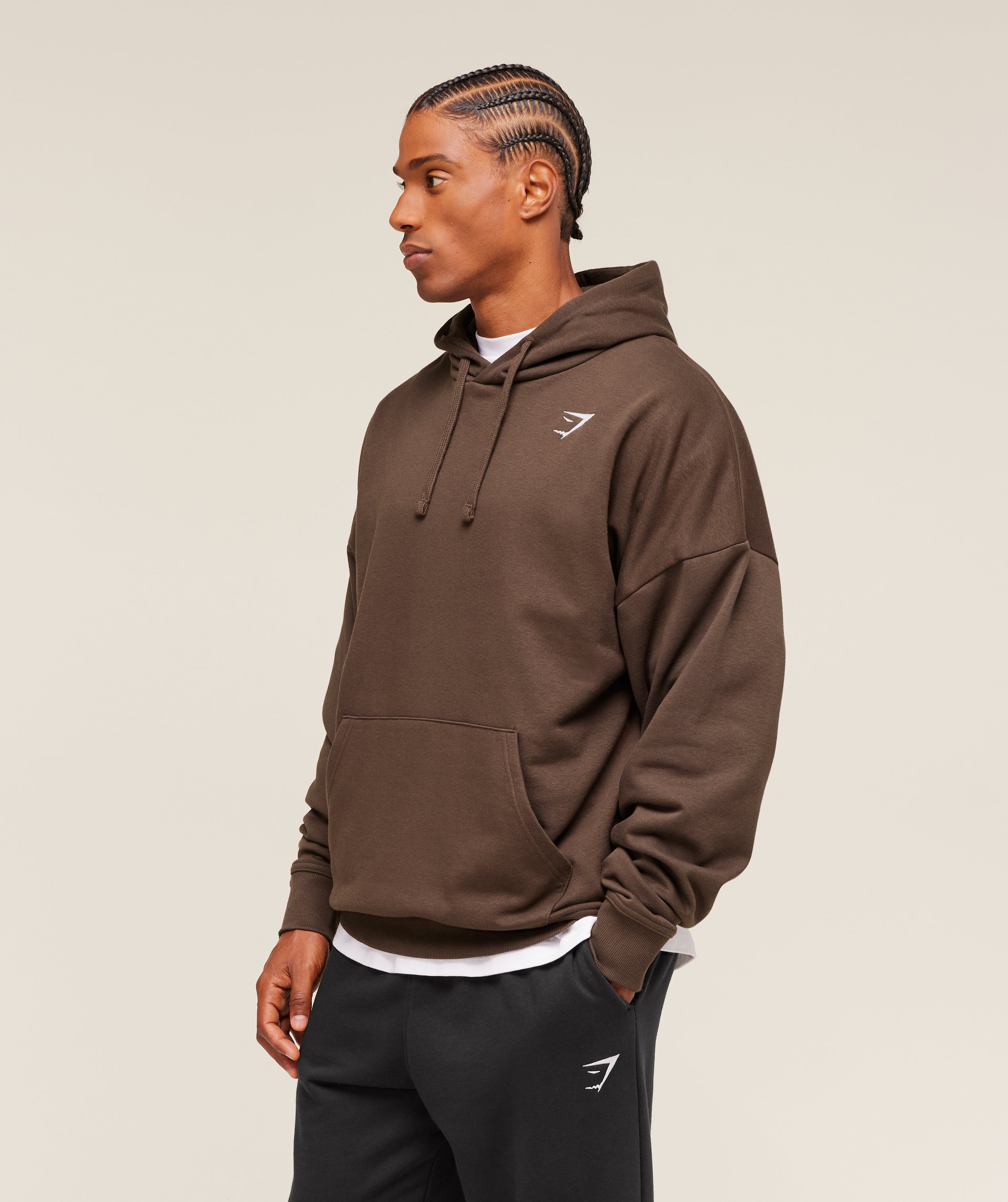 Gymshark Crest Oversized Hoodie Archive Brown