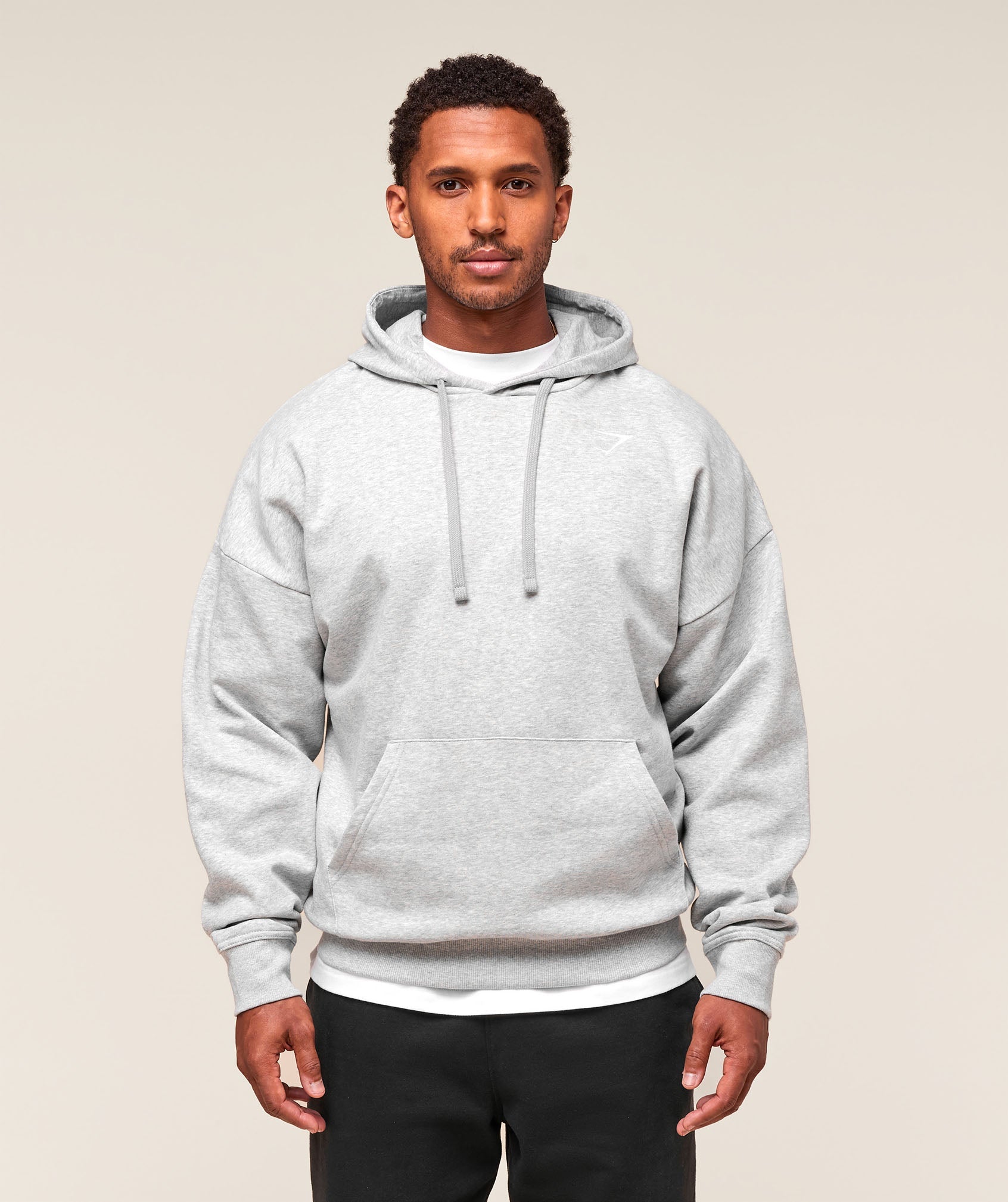 Gymshark Crest Oversized Hoodie Light Grey Marl
