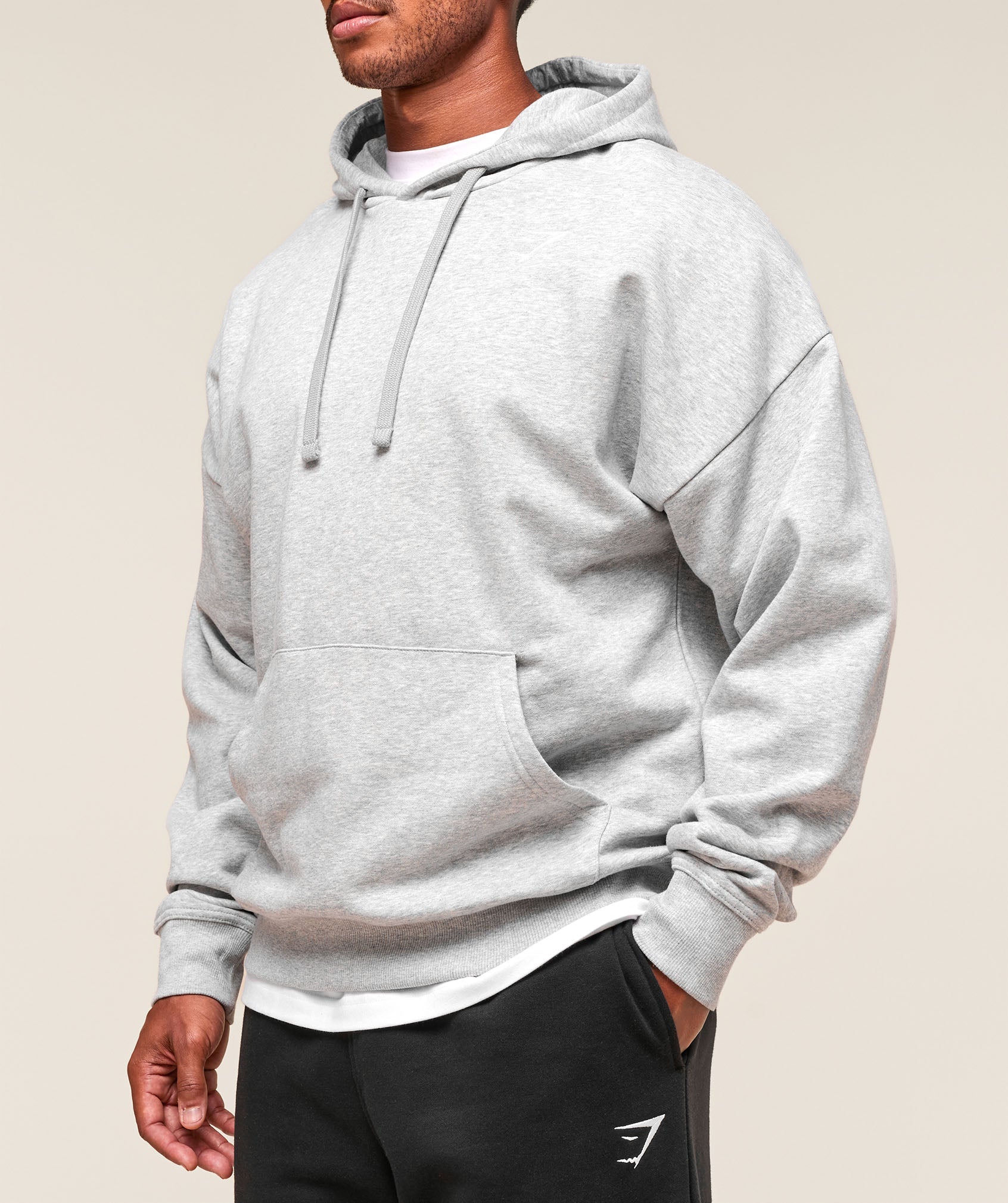 Gymshark Crest Oversized Hoodie Light Grey Marl