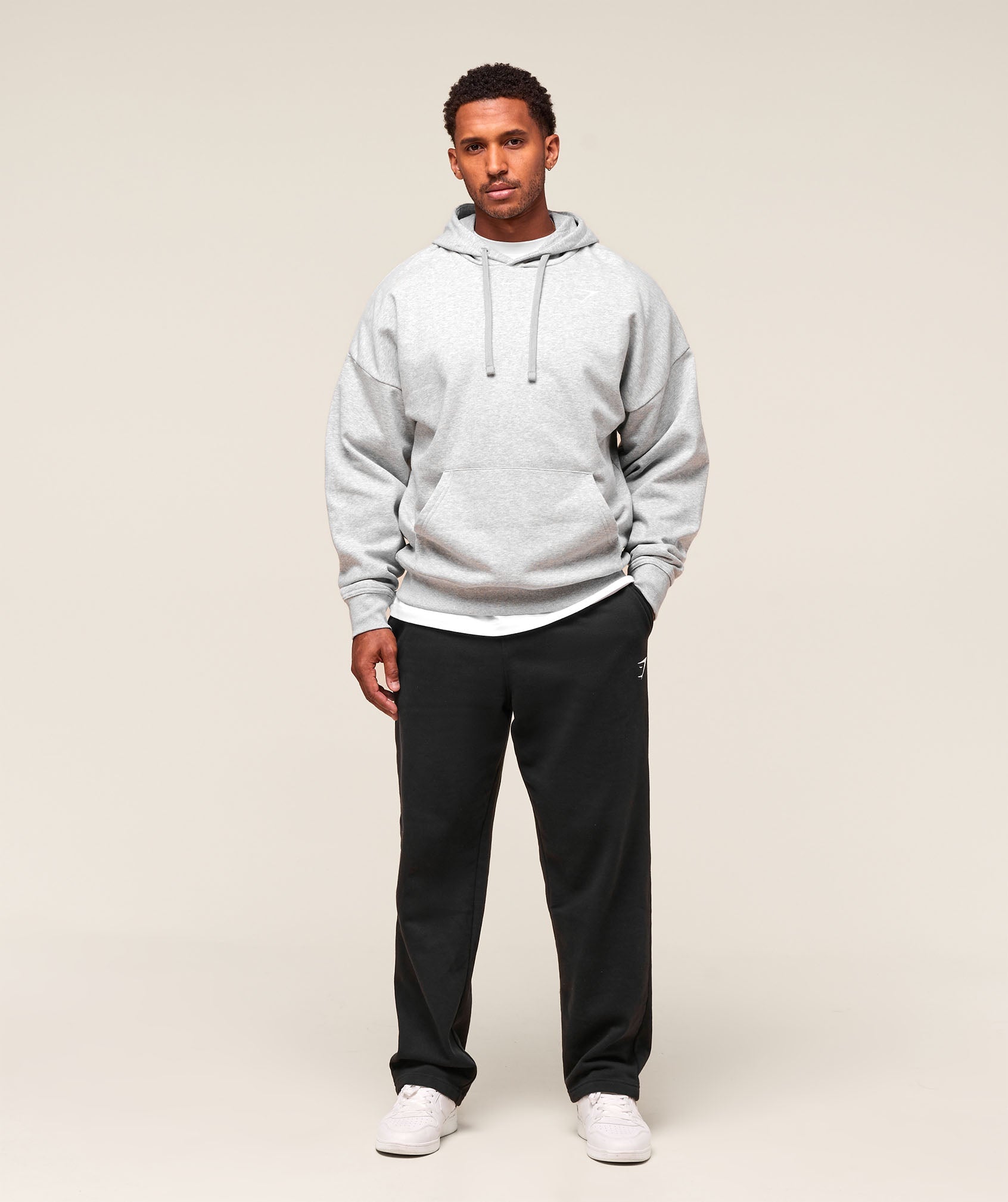Gymshark Crest Oversized Hoodie Light Grey Marl
