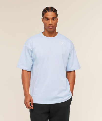 Gymshark Crest Oversized T-Shirt Chilled Blue
